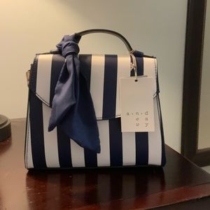 Blue and white stripe crossbody bag
